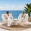 Indoor Outdoor Oversized Papasan Chairs Set of 2, Living Room Egg Chair