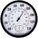 Indoor Outdoor Thermometer Hygrometer - Waterproof Hanging Wall Thermometer Decorative Outdoor Thermometer Large Numbers, No Battery Needed Outdoor Thermometers for Patio