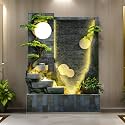 Indoor Tiered Fountain Retro Yard Garden Home Bonsai Villa Decoration Large Fountain Wall Narrow Entryway for Home, Garden, Office, Living Room, Bedroom, Bathroom, Outdoor, SPA,Salon Store