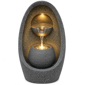 indoor water fountain for home decor with led light  premium polyresin tabletop fountain  feng shui amp meditation decor for living room office entrance  31 inch stone lice