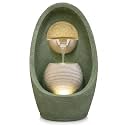 Indoor Water Fountain for Home Decor with LED Light | Premium Polyresin Tabletop Waterfall Fountain | Feng Shui & Meditation Decor for Living Room, Office, Entrance | 31 Inch (Matcha)