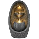 Indoor Water Fountain for Home Decor with LED Light | Premium Polyresin Tabletop Fountain | Feng Shui & Meditation Decor for Living Room, Office, Entrance | 31 Inch (Stone Lice)