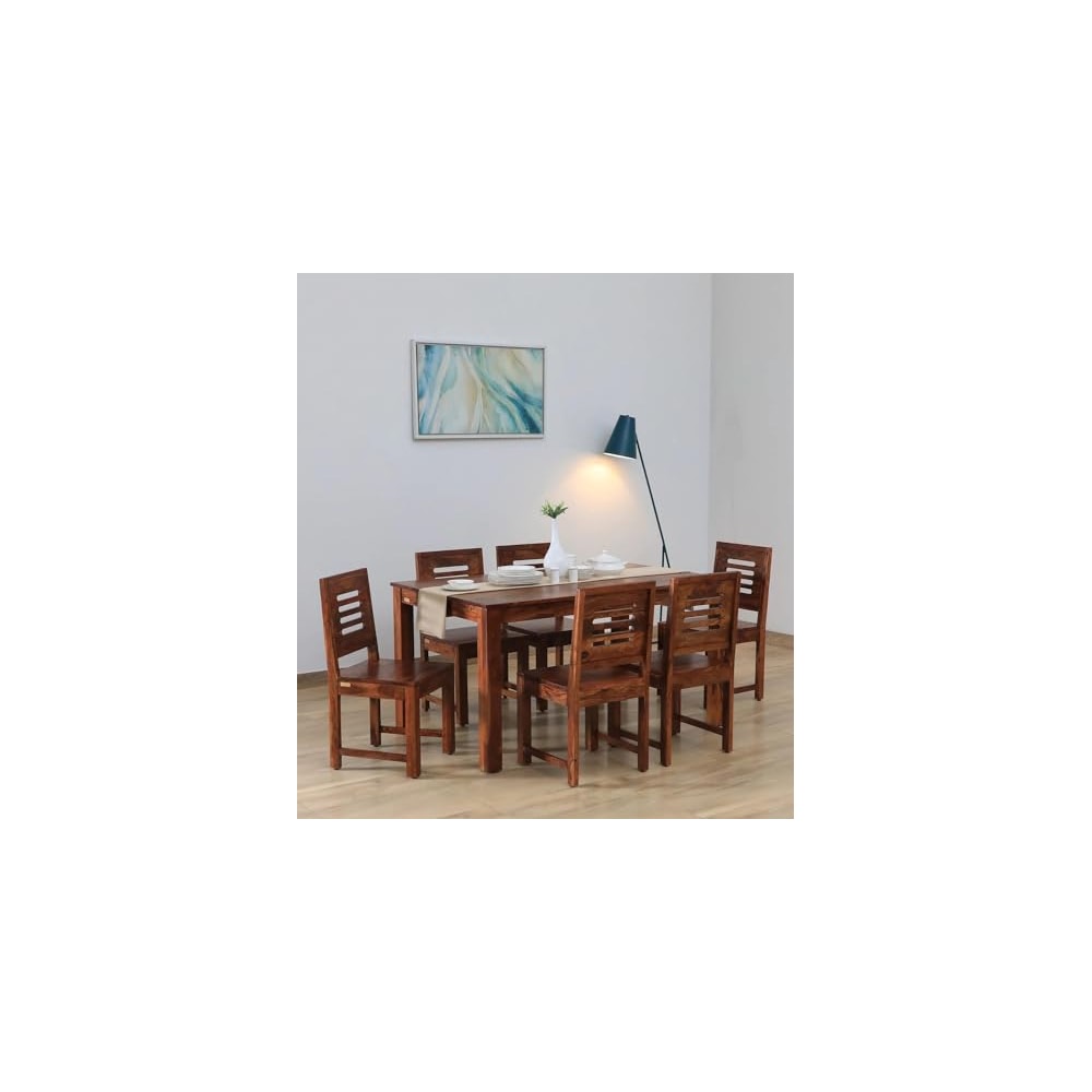 Indoplaza Sheesham Wood 6 Seater Dining Table with Cushion Chair Six ...