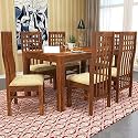 Indoplaza Sheesham Wood 6 Seater Dining Table with Cushion Chair Six ...