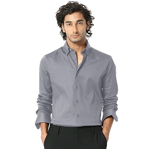 IndoPrimo Mens Satin Shirt with Spread Collar