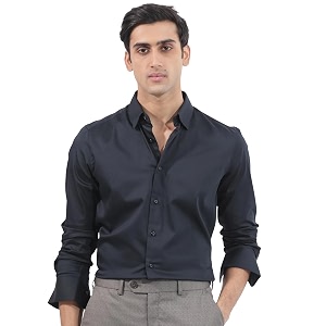 IndoPrimo Mens Satin Shirt with Spread Collar