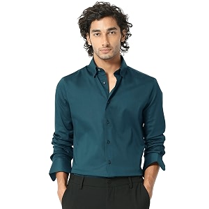IndoPrimo Mens Satin Shirt with Spread Collar