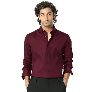 IndoPrimo Mens Satin Shirt with Spread Collar