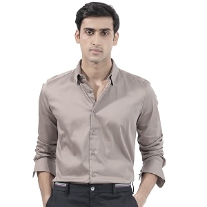 IndoPrimo Mens Satin Shirt with Spread Collar