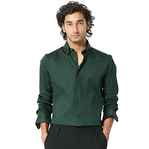 IndoPrimo Mens Satin Shirt with Spread Collar
