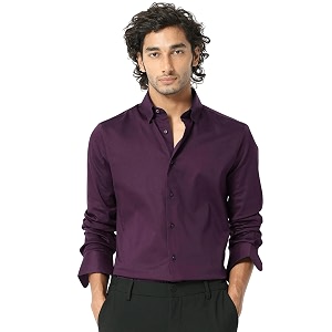 IndoPrimo Mens Satin Shirt with Spread Collar