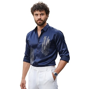 IndoPrimo Mens Stylish Satin Shirt for Party