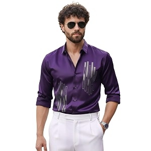 IndoPrimo Mens Stylish Satin Shirt for Party