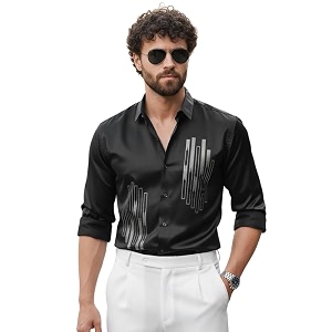 IndoPrimo Mens Stylish Satin Shirt for Party