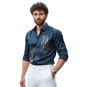 IndoPrimo Mens Stylish Satin Shirt for Party