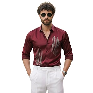 IndoPrimo Mens Stylish Satin Shirt for Party