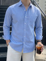 indossare Men Striped Casual Blue Shirt