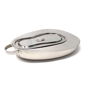 is indosurgicals unisex jointed stainless steel bed pan with lid
