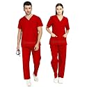 IS IndoSurgicals Unisex Scrub Suit for Surgeons, Hospital OT Dress (4XL, Red)