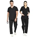 IS IndoSurgicals Unisex Scrub Suit for Surgeons, Hospital OT Dress (4XL, Black)