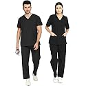 IS IndoSurgicals Unisex Scrub Suit for Surgeons, Hospital OT Dress (2XS, Black)