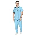 IS IndoSurgicals Unisex Scrub Suit for Surgeons, Hospital OT Dress (M, Light Blue)