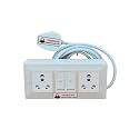 INDRICO Electric Extension Switch Board - 16A/20A + 16A/20A with Individual Switches and Heavy Duty (Rating 2000W) PVC (White) (2 Meter cable), 220 Volts