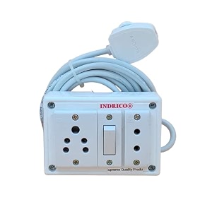 indrico electrical junction box with switch and long wire max rating 1200w pvc white pack of 1 3 meter board