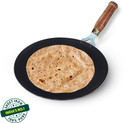 The Indus Valley Pre-Seasoned Light Iron Tawa for Dosa/Chapathi with Wooden Handle - 10.6 inch Tawa 27 cm diameter (Iron)