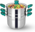 The Indus Valley Stainless Steel Sandwich Bottom Multicooker -Steamer & Rice Steamer- 21 cm Stainless Steel Steamer (4.3 L)