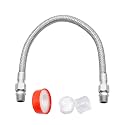 Industrial Grade Compressor Jumper hose, With 1/2" NPT Male 23" Length 450 PSI &amp;750°F, And Two 1/2" Male Adapters (Both Sides Fittings Rotate Freely), Flexible Stainless Steel Metal Hose