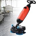 Industrial Grade Floor Scrubber, Floor Cleaning Machine, 17” Path, Cordless Electric Cleaner with Double Brushes and Swivel Head for Hospitality & Commercial Venues Red