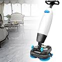 Industrial Grade Floor Scrubber, Floor Cleaning Machine, 17” Path, Cordless Electric Cleaner with Double Brushes and Swivel Head for Hospitality &amp; Commercial Venues White