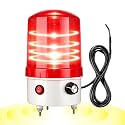Industrial LED Rotating Warning Light, AC110V-120V Red Strobe Light for Public Emergency Alarms, Indoor/Outdoor Safety Siren with Volume Adjustment/Plug and Buzzer (RED (0-110dB,DC12V-24V))