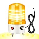 Industrial LED Rotating Warning Light, AC110V-120V Red Strobe Light for Public Emergency Alarms, Indoor/Outdoor Safety Siren with Volume Adjustment/Plug and Buzzer (Amber (0-110dB,DC12V-24V))
