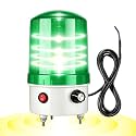 Industrial LED Rotating Warning Light, AC110V-120V Red Strobe Light for Public Emergency Alarms, Indoor/Outdoor Safety Siren with Volume Adjustment/Plug and Buzzer (Green (0-110dB,DC12V-24V))