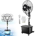 Industrial Misting Pedestal Fan for Patio with 43L Water Tank, 320W/380W, 90° Oscillation, Water Spray, Portable Standing Floor Fan - Black (30in)