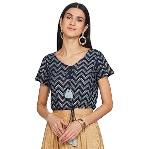 Indya Womens Chevron Regular Fit Blouse