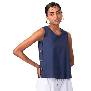 Indya Womens Cotton Solid Sleeveless Regular Fit