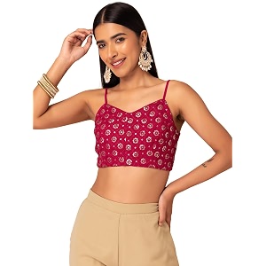 Indya Womens Georgette Embroidered Sleeveless Regular Fit