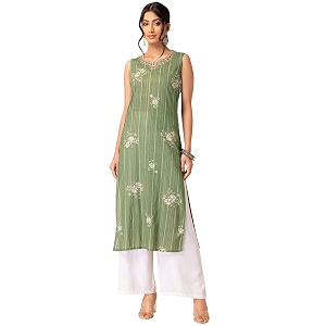 Indya Women Foil Printed Cotton Kurta Pants