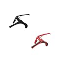 INEFABLE Guitar Metal Capo One Handed Quick Change For Ukulele, Electric &amp; Acoustic Guitars (Black &amp; Red - Pack Of 2)