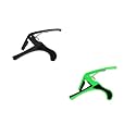 INEFABLE Guitar Metal Capo One Handed Quick Change For Ukulele, Electric &amp; Acoustic Guitars (Black &amp; Green - Pack Of 2)