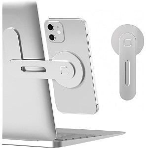 inevit aluminium laptop mount phone holder  laptop magnetic mobile stand for i-phone 12 13 14 15 series and all other devices fixed black