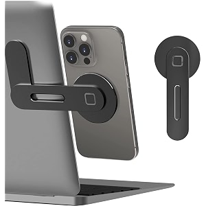 inevit aluminium laptop mount phone holder  laptop magnetic mobile stand for i-phone 12 13 14 15 series and all other devices fixed black