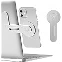 INEVIT Aluminium Laptop Mount Phone Holder | Laptop Magnetic Mobile Stand for i-Phone 12, 13, 14, 15, 16, 17 Series and All Other Devices (Fixed, Silver)