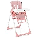 INFANS 4 in 1 High Chair–Booster Seat, Convertible Highchair w/Adjustable Height and Recline,Removable Tray,DetachableCushion, Installation-Free,Simple Fold for Baby, Infant&amp; Toddler (Pink)