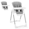 INFANS High Chair for Babies &amp; Toddlers, Foldable Highchair with Multiple Adjustable Backrest Footrest Seat Height, Removable Tray, Detachable PU Leather Cushion Wheels (with Booster, Light Grey)