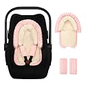 Infant Car Seat Insert, Baby Car Seat Head &amp; Body Support with 2 Strap Pads, Ultra Soft Newborn Preemie Carseat Insert Cushion for Girls Boys, Fits Car Seat, Stroller, Swing, Bouncer, Beige