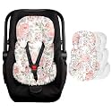 Infant Car Seat Insert, Baby Car Seat Head &amp; Body Support for Newborn, Ultra Soft Reversible Preemie Carseat Insert Cushion for Girls Boys, Fit Car Seat, Stroller, Swing, Bouncer, Pink